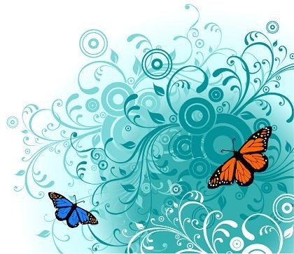 flores e borboleta livre gráficos vetoriais