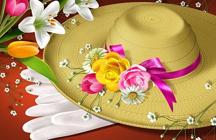 Flowers And Hats Psd Layered