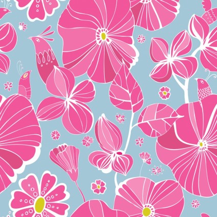 Flowers Background Pattern Vector Line Art