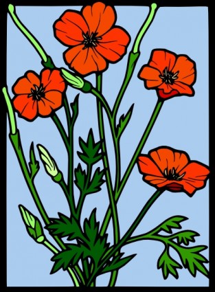fleurs dessin sur verre clip art