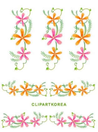 flores frutas e borboleta vector material do laço
