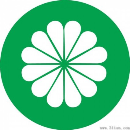 Blumen auf grünem Hintergrund Vektor icon