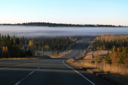 Banco de niebla camino carretera