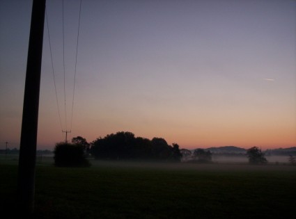 paysage de sunrise de brouillard