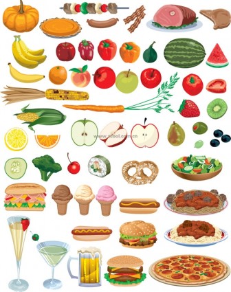 makanan buah dan sayuran vektor