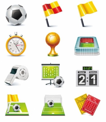 set di icone vettoriali calcio partita