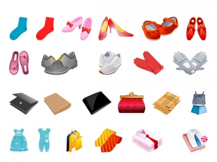 Schuhe Handschuhe, Schals und andere Kleidung-Geldbörse-Vektor
