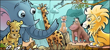 лес мультфильм животных psd слоистый материал