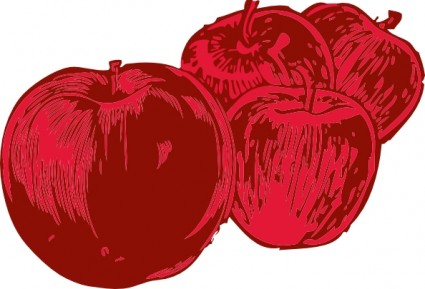 りんごを 4 つのクリップアートします。