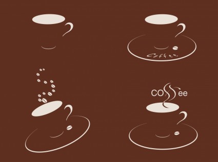 四杯咖啡的剪影向量
