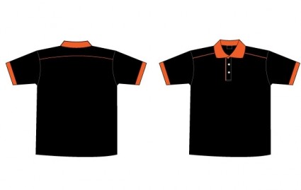 免費黑橙領 t 恤衫範本