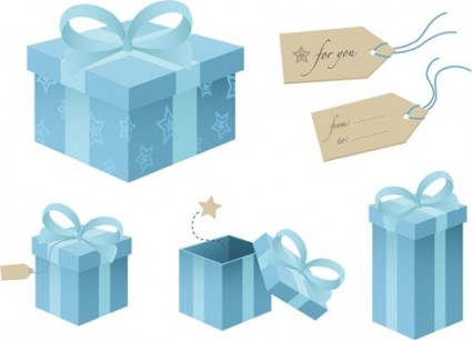 caja de regalo azul material del vector