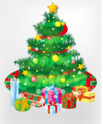 Kostenlose Weihnachtsbaum und Geschenkboxen Vektor Grafik