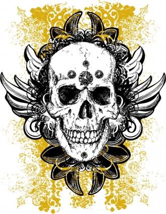 gratuit grunge crâne vector illustration