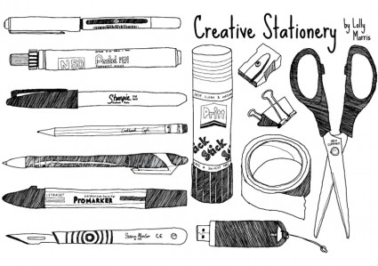 gratis hand drawn kreatif stationery