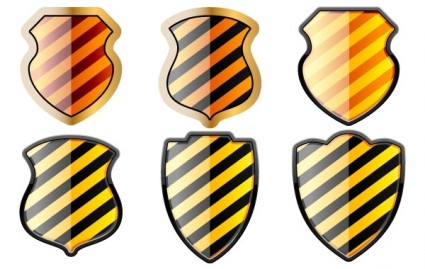 Free Set Of Of Shields In Black And Yellow Stripes