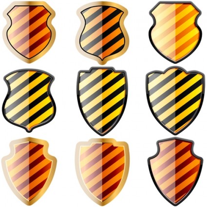 conjunto de livre de escudos em listras pretos e amarelos