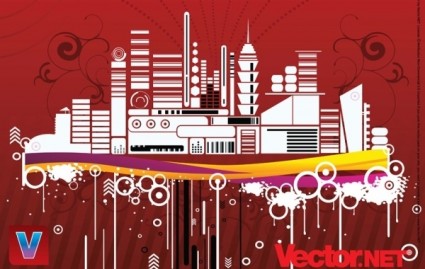 ilustrasi vektor gratis kota urban