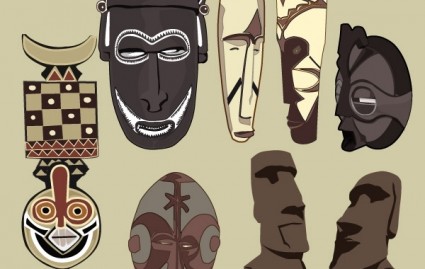 免费矢量古代面具