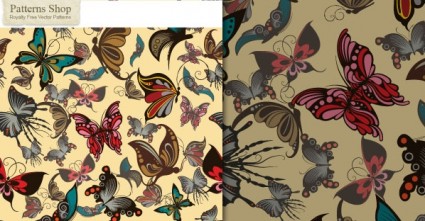 無料ベクトル蝶のシームレスなパターン