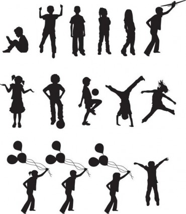 silhouettes d'enfants vecteur libre