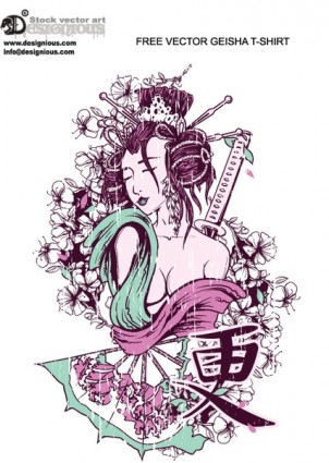 vecteur libre geisha t shirt design