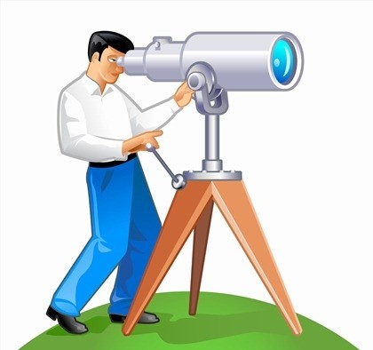illustration vectorielle gratuite un homme avec son télescope