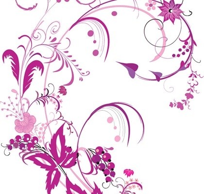 grafis vektor gratis ungu swirls dan bunga