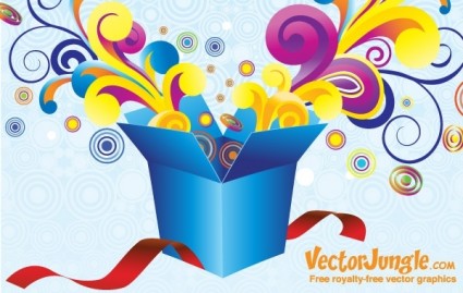kotak hadiah groovy vektor gratis