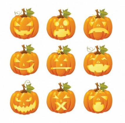 Free vector emoticons de abóbora de halloween