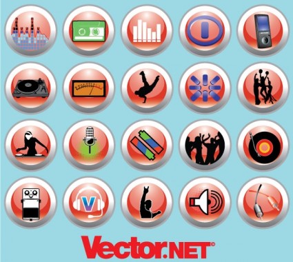 vektor gratis musik kehidupan malam icon set