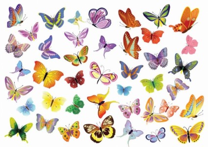 蝶の装飾の無料のベクトルを設定