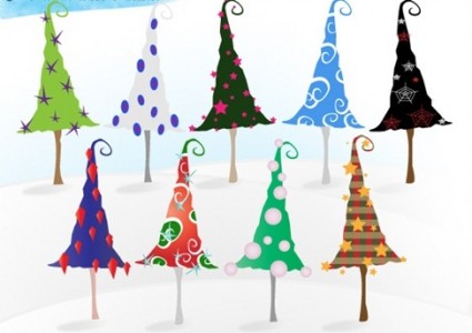 gratuit vecteurs d'arbres de Noël fantaisie