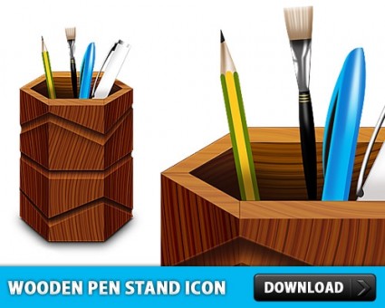 penna in legno gratuito stand icona psd