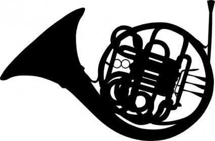 French horn siluet clip art