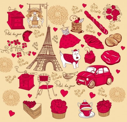 French Red Rose Theme Vector