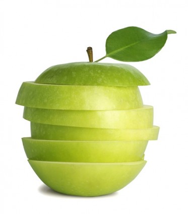 cuadro de manzanas verdes frescos