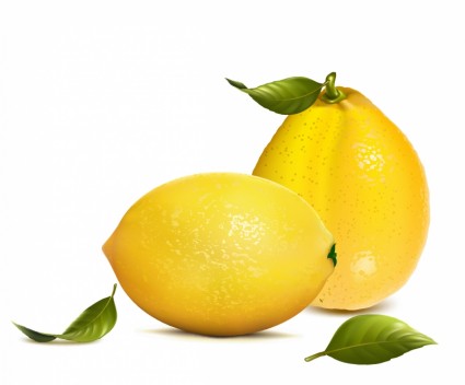 잎과 신선한 레몬