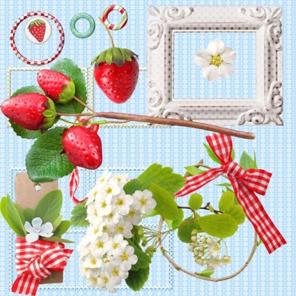 frische Erdbeeren und Foto Rahmen Psd gestaffelte