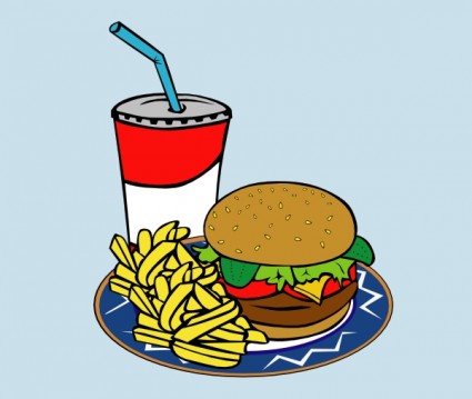 Fries prediseñadas de burger soda comida rápida