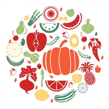 frutas e vegetais ícone conjunto