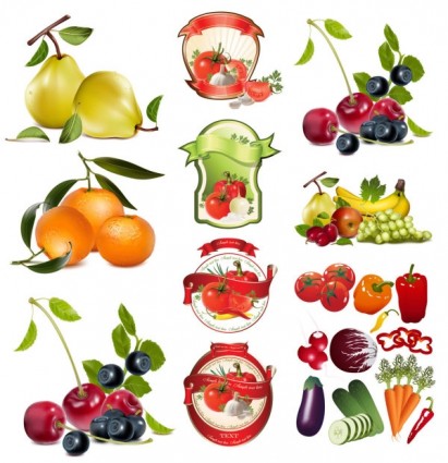 buah dan sayur tema vektor