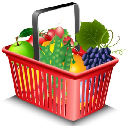 Obst und Gemüse sowie shopping Basket-Vektor