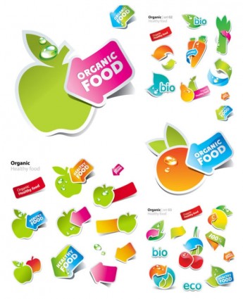 buah-buahan dan sayuran vektor cute stiker