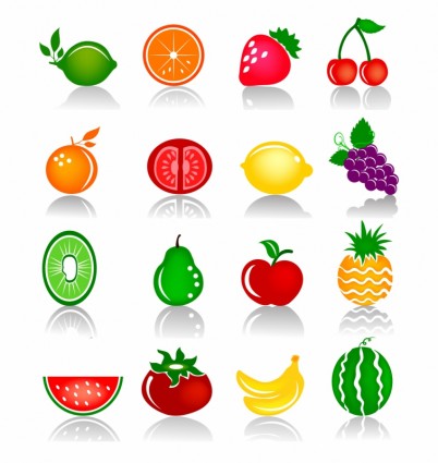 icônes colorées de fruits