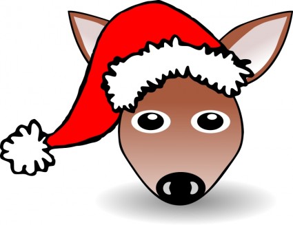 산타 클로스 모자와 함께 재미 있는 엷은 얼굴 갈색 만화