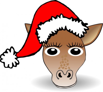搞笑长颈鹿脸卡通圣诞老人的帽子