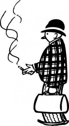 面白い小さな葉巻喫煙者のクリップ アート