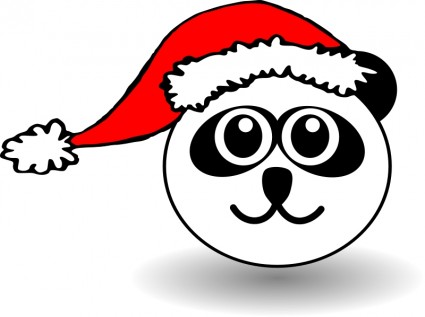 gấu trúc vui đối mặt với màu đen và trắng với chiếc mũ ông già Noel