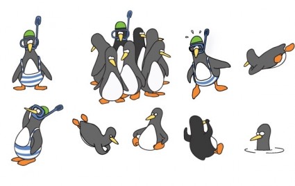 pinguino divertente set vettoriale